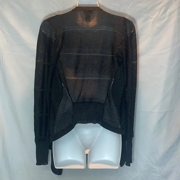 CACHE Sheer Metallic Black Cropped Cardigan Coverup - Picture 3 of 5